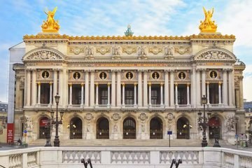 The Palais Garnier facade in full sun from the Place de l'Opéra