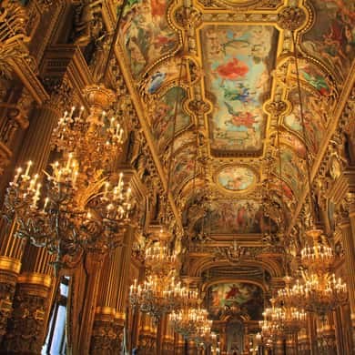 The Grand Foyer of the Palais Garnier, gilded end to end